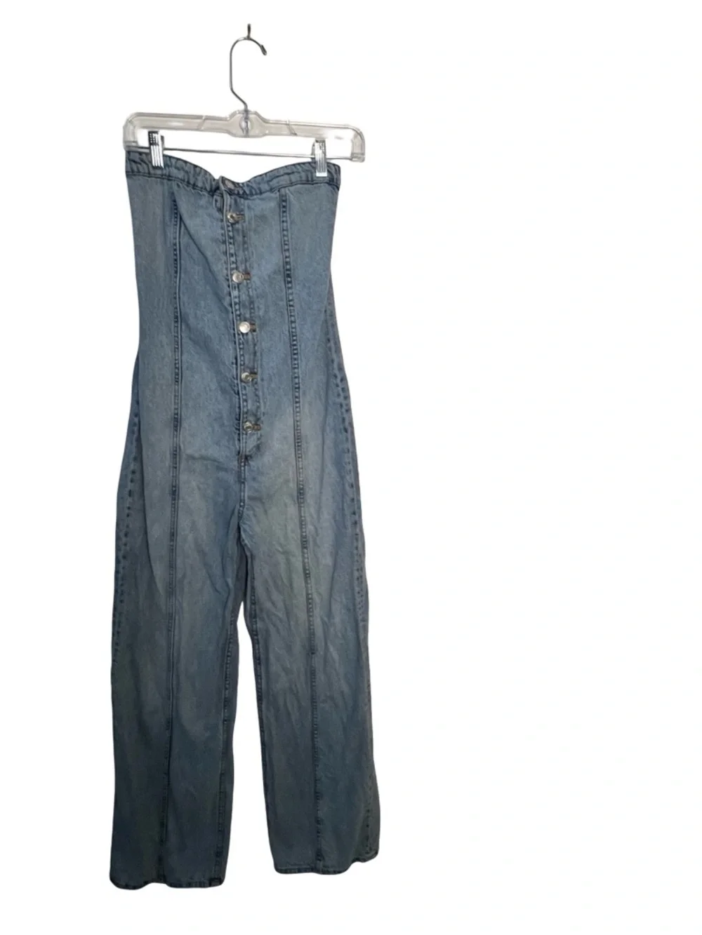 Zara Strapless Denim Corset High Waisted Jumpsuit | XS - Picture 2 of 4